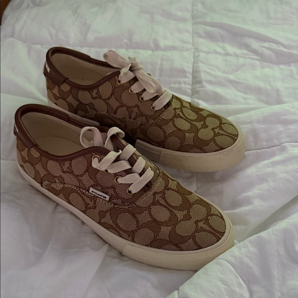 Coach Tan Monogram Canvas Sneakers